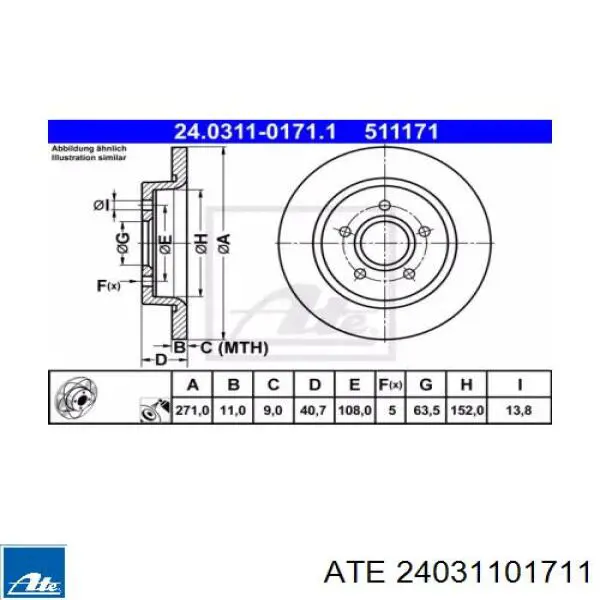 Тормозные диски 24031101711 ATE