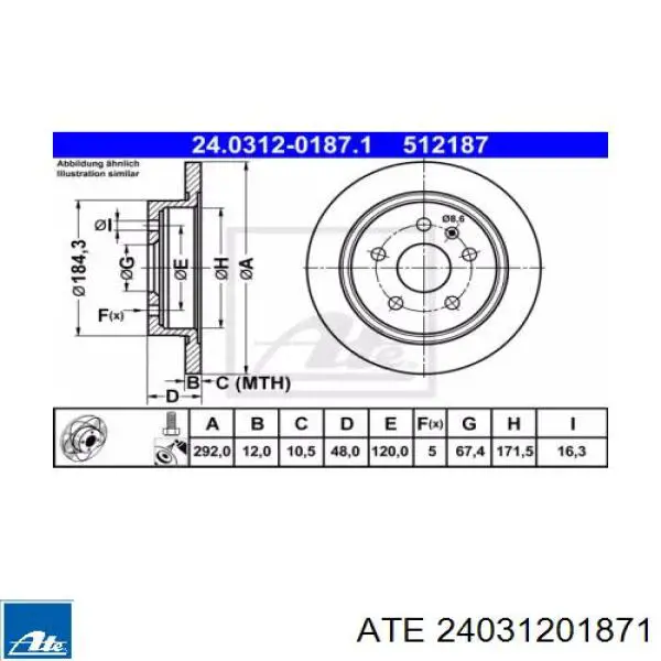 Тормозные диски 24031201871 ATE