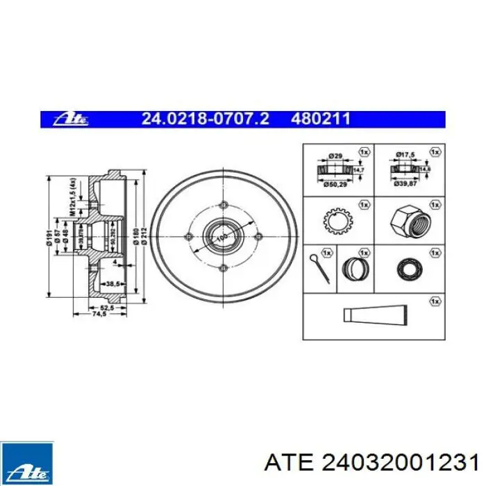 Передний тормозной диск ATE 24032001231