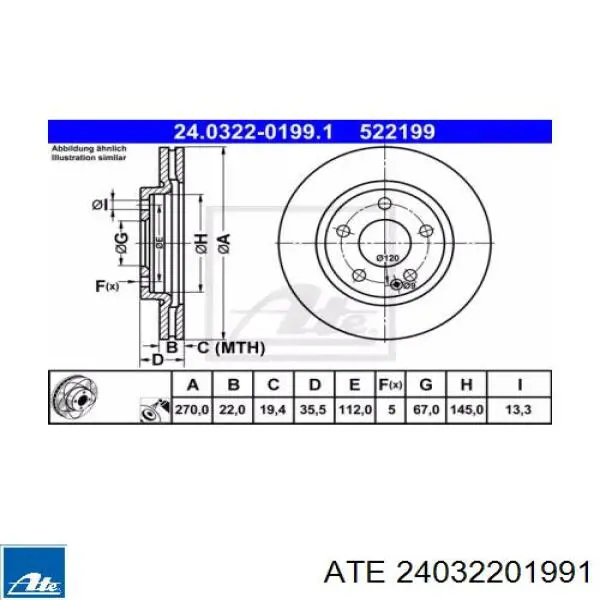Передние тормозные диски 24032201991 ATE