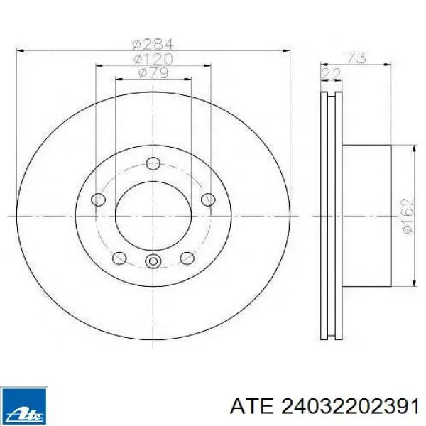 Передний тормозной диск ATE 24032202391