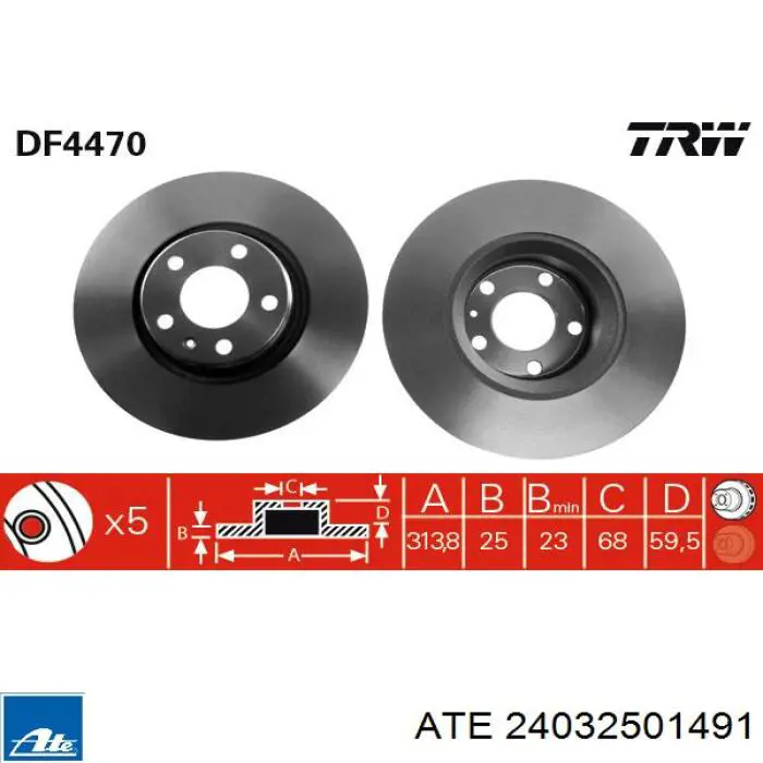 Тормоз дисковый передний ATE 24032501491 цена, от 68.89 USD