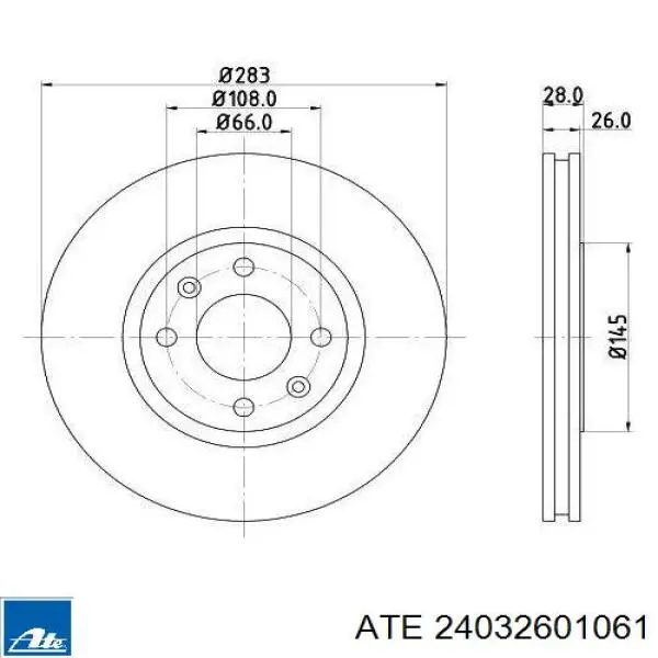 Тормоз дисковый передний ATE 24032601061 цена, от 41.74 USD