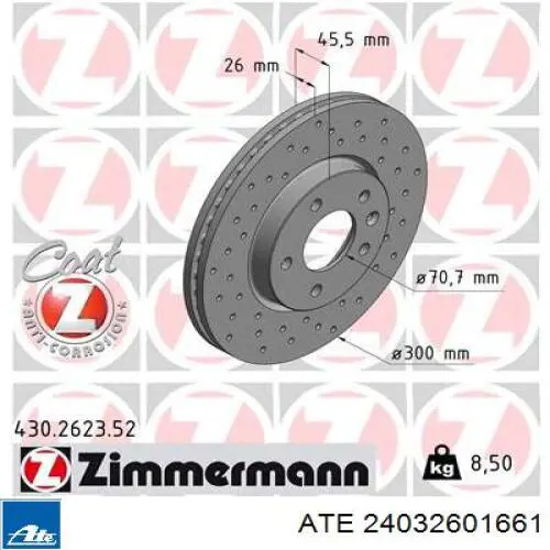 Купить 24032601661 ATE Ротор тормозной