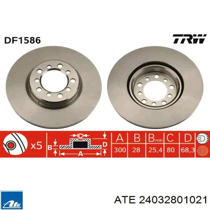 Передние тормозные диски 24032801021 ATE