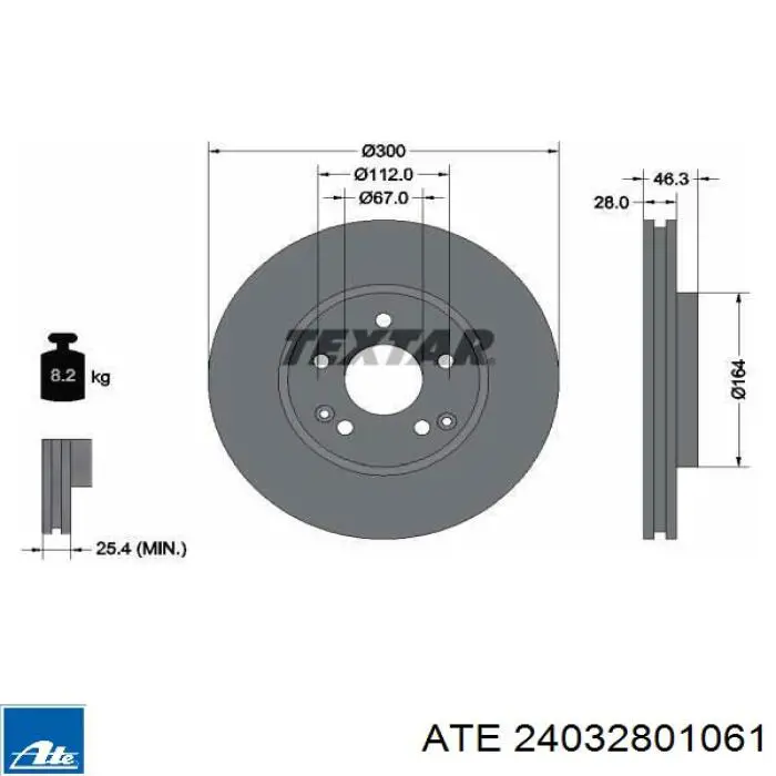 Передний тормозной диск ATE 24032801061