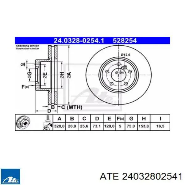 24032802541 ATE disco do freio dianteiro