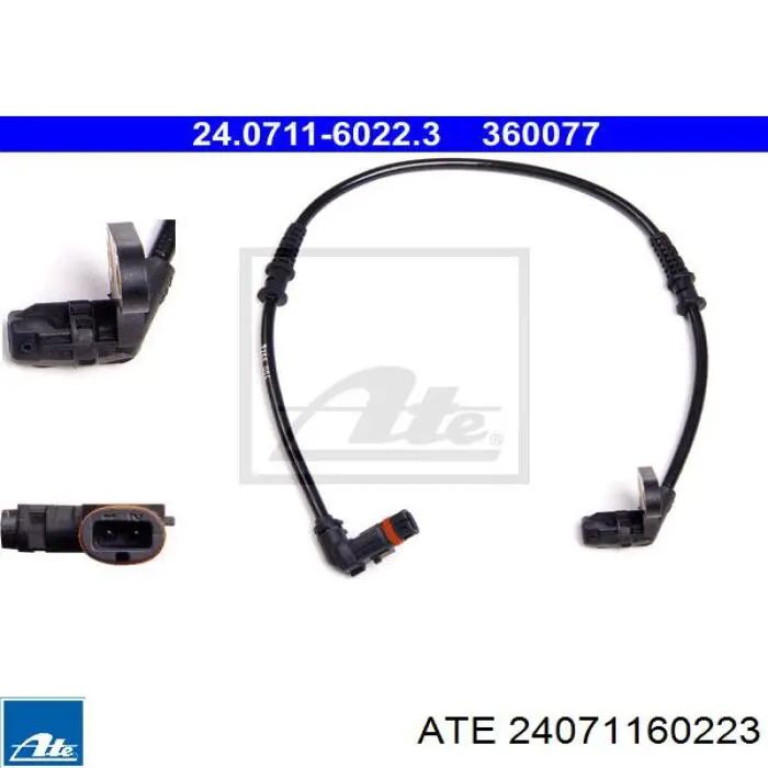 Sensor ABS delantero derecho 24071160223 ATE