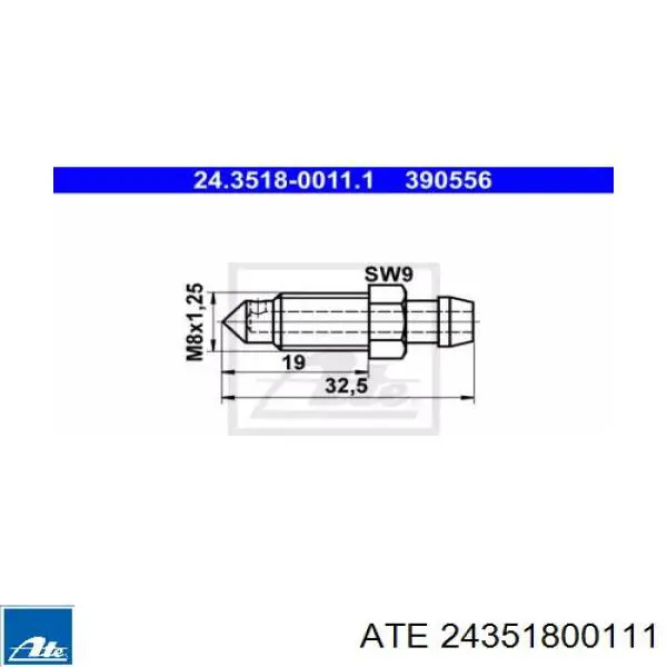 Штуцер прокачки суппорта тормозного переднего ATE 24351800111