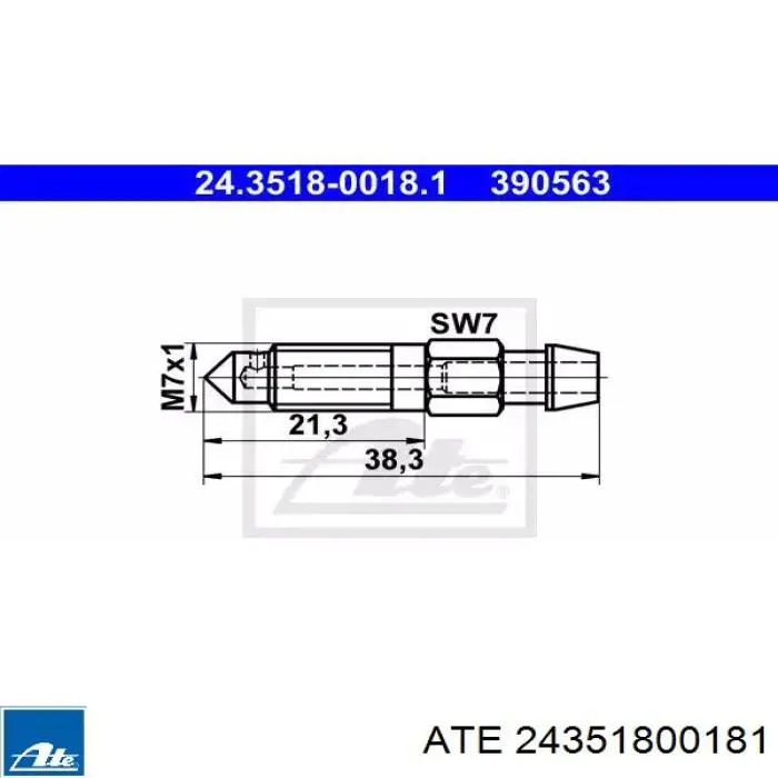 Штуцер прокачки суппорта тормозного переднего ATE 24351800181