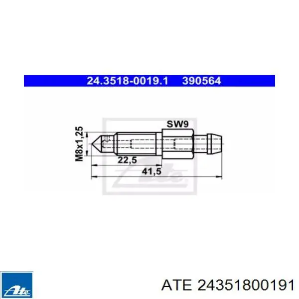 Штуцер прокачки суппорта тормозного переднего ATE 24351800191