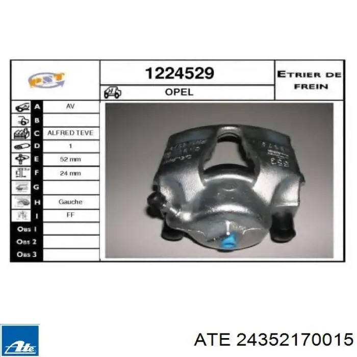 Супорт тормзной ATE 24352170015 цена, от 53.55 USD