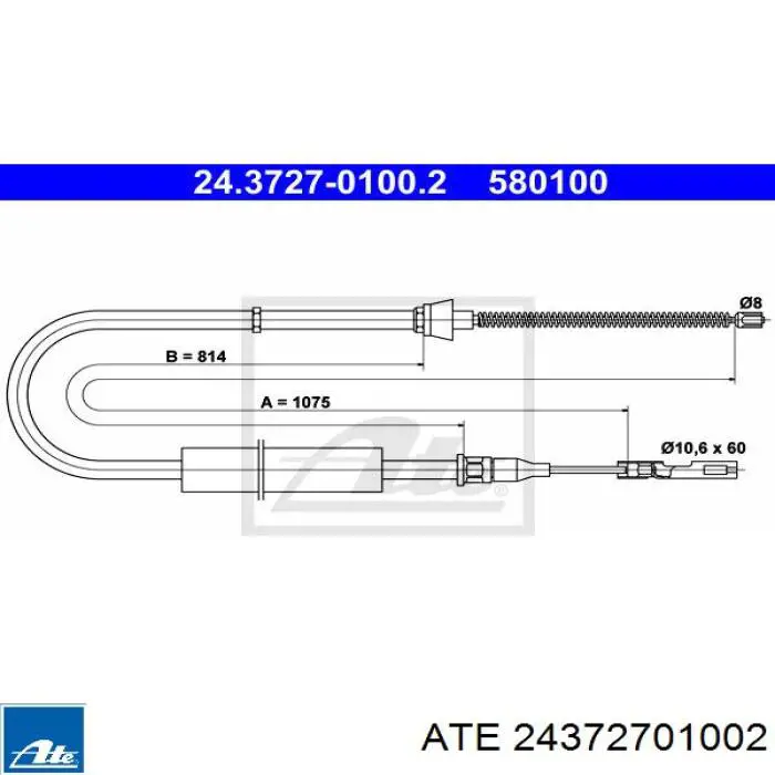 Задний трос ручника 24372701002 ATE