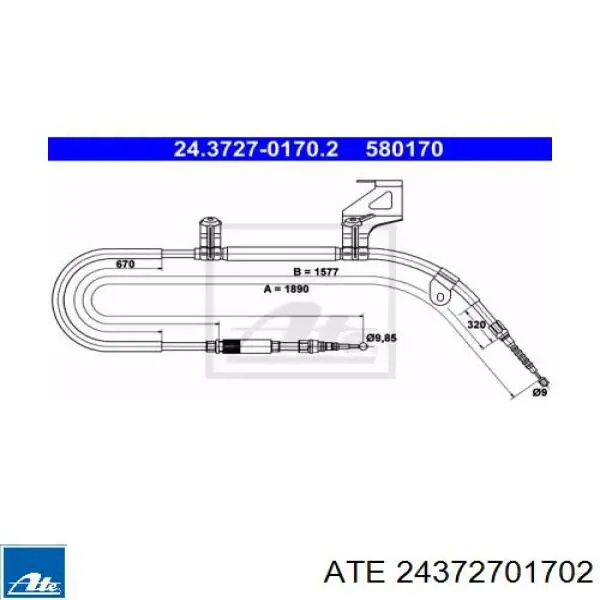 Задний правый трос ручника 24372701702 ATE