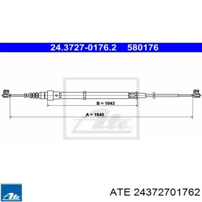 24372701762 ATE cabo traseiro direito/esquerdo do freio de estacionamento