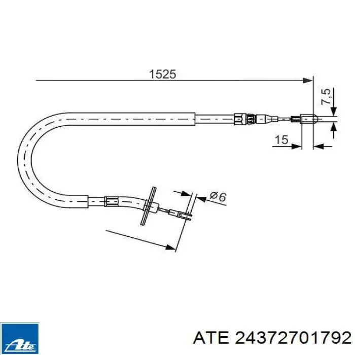 Трос ручного тормоза задний ATE 24372701792 цена, от 21.86 USD