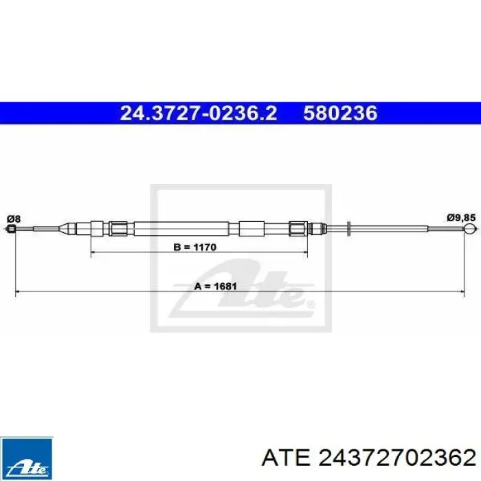 Cable de freno de mano trasero izquierdo 24372702362 ATE