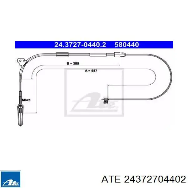 Передний трос ручника 24372704402 ATE