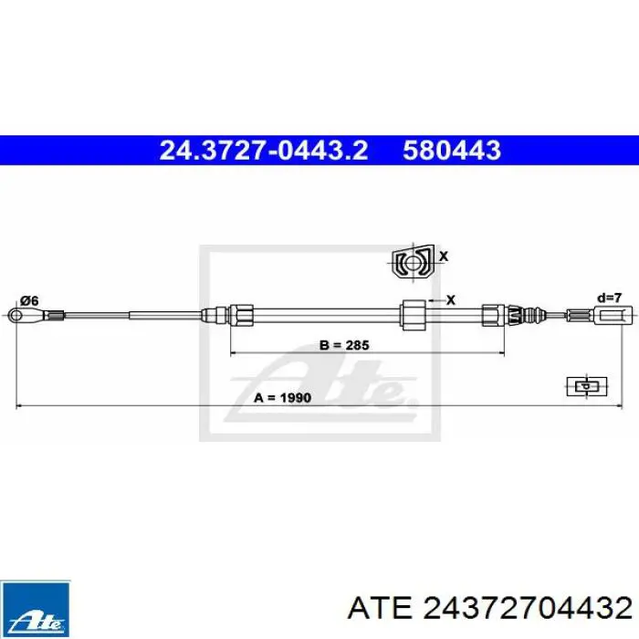 Передний трос ручника 24372704432 ATE