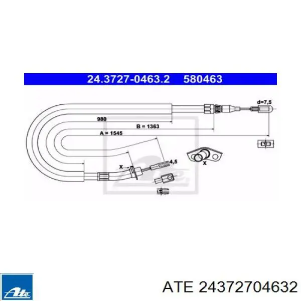 Задний трос ручника 24372704632 ATE