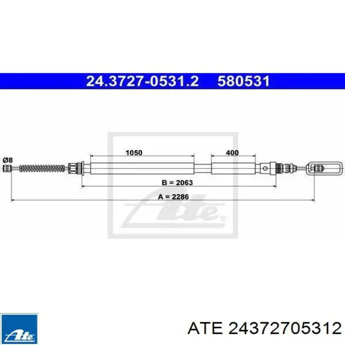 Задний правый трос ручника 24372705312 ATE