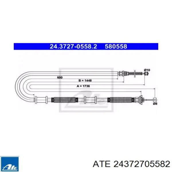 Задний правый трос ручника 24372705582 ATE