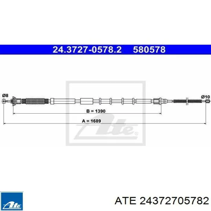 Задний правый трос ручника 24372705782 ATE