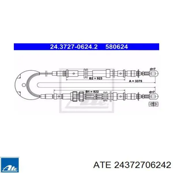 Задний трос ручника 24372706242 ATE