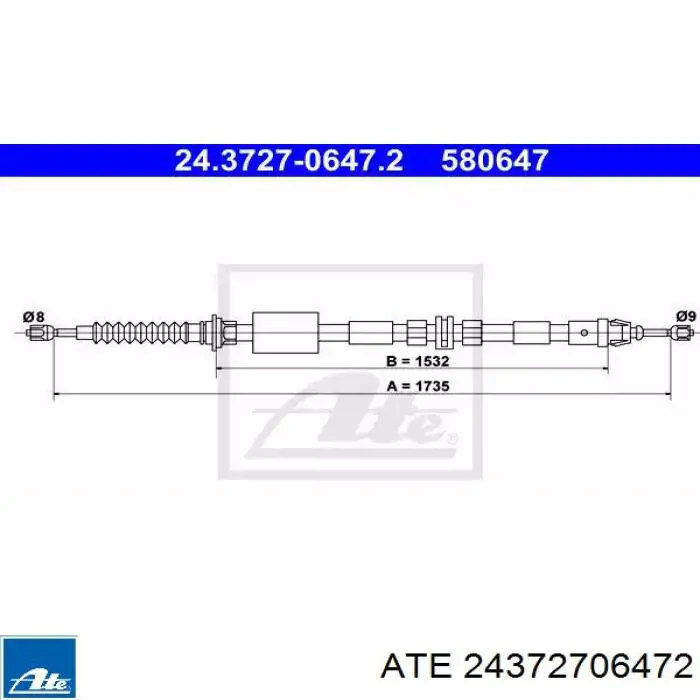 Задний трос ручника 24372706472 ATE