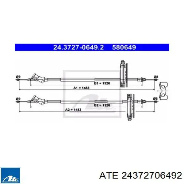 Задний трос ручника 24372706492 ATE