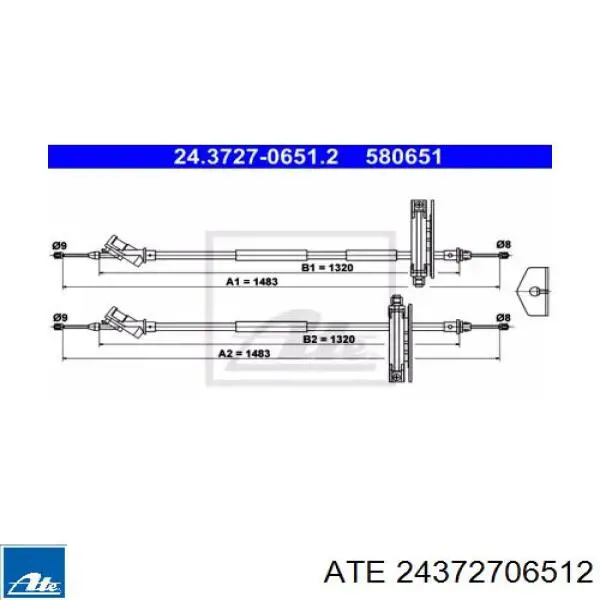 Задний трос ручника 24372706512 ATE