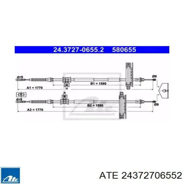 Задний трос ручника 24372706552 ATE