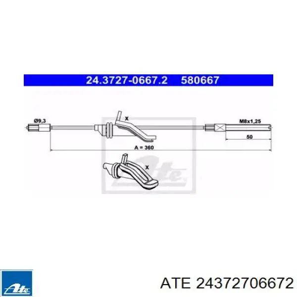 Передний трос ручника 24372706672 ATE