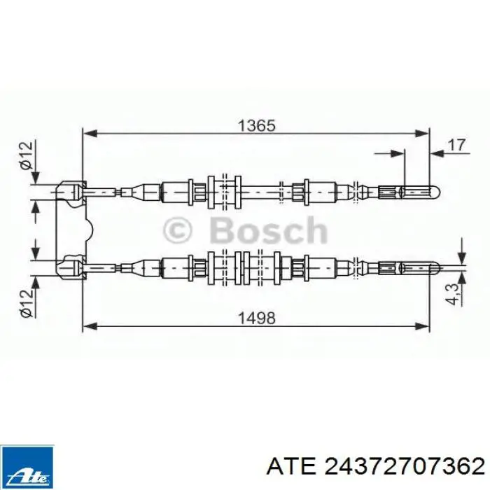 Задний трос ручника ATE 24372707362 цена, от 24.81 USD