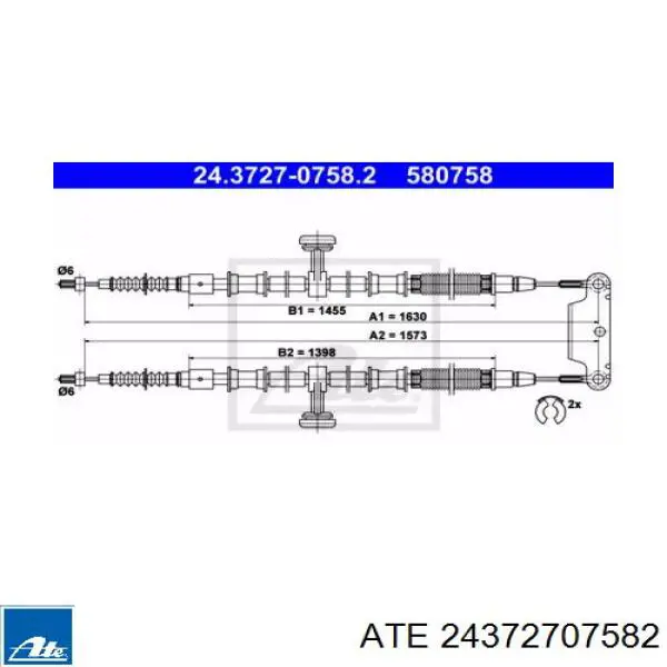 Задний трос ручника 24372707582 ATE