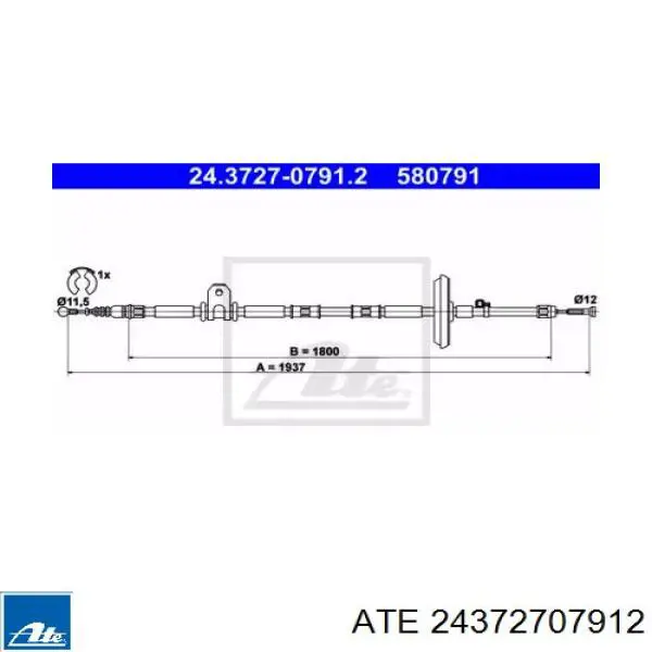 Задний трос ручника 24372707912 ATE