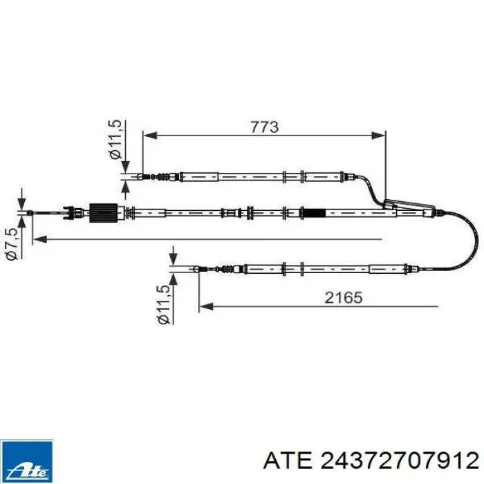 Задний трос ручника ATE 24372707912 цена, от 23.88 USD