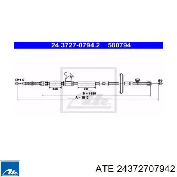 Трос ручника 24372707942 ATE