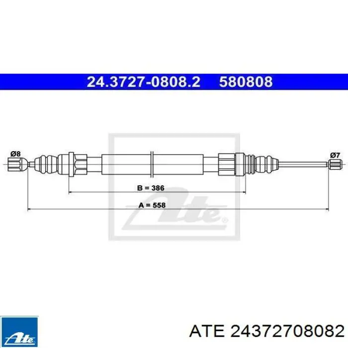 Задний правый трос ручника 24372708082 ATE