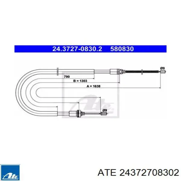 Задний трос ручника 24372708302 ATE