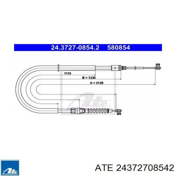 Задний трос ручника 24372708542 ATE