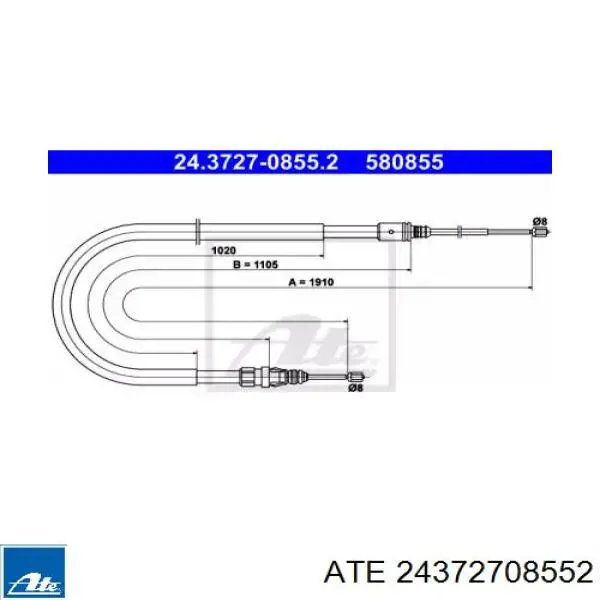 Задний трос ручника 24372708552 ATE