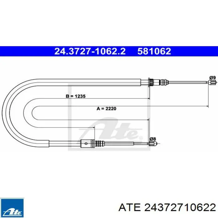 Задний трос ручника ATE 24372710622 цена, от 11.32 USD
