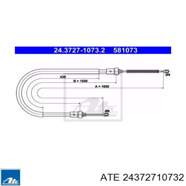Задний трос ручника 24372710732 ATE