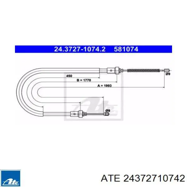 Задний трос ручника 24372710742 ATE