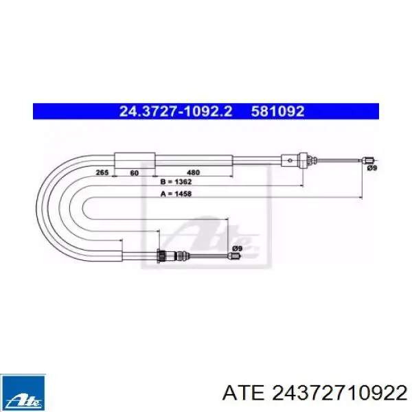 Трос ручника 24372710922 ATE