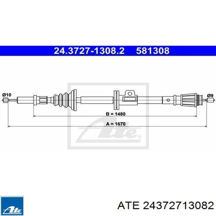 Задний трос ручника 24372713082 ATE