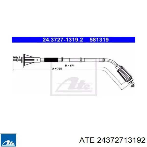 Трос ручника 24372713192 ATE