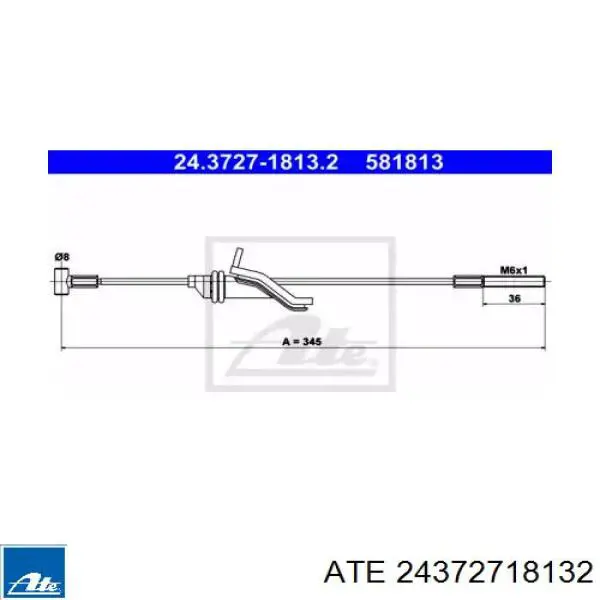 Передний трос ручника 24372718132 ATE