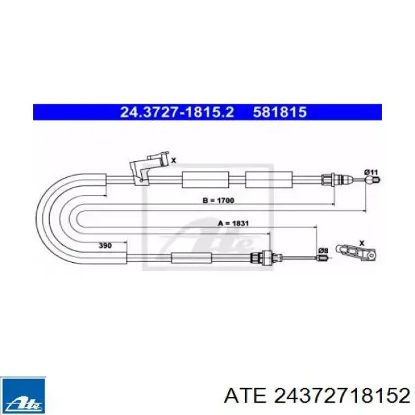 Трос ручника 24372718152 ATE